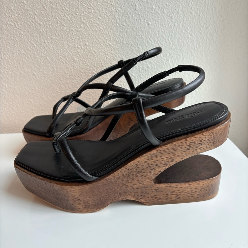 Cult Gaia Nela Wooden Platform Sandals Shoes Size 41 EU 11 US Black - Picture 8 of 12